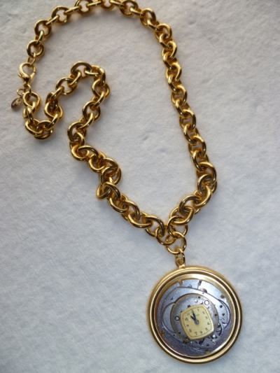 Steam Punk Gold Chain Watch Necklace
